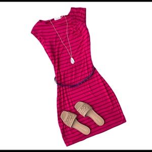 Calvin Klein • Pink Stripe Dress with Belt